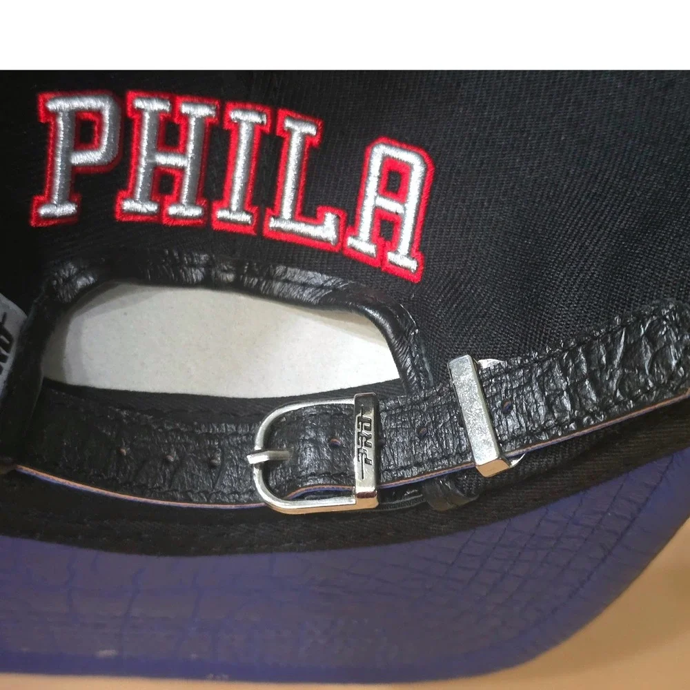 NEW Pro Standard Philadelphia 76ers NBA‎ Leather Visor Snapback Hat Black Blue